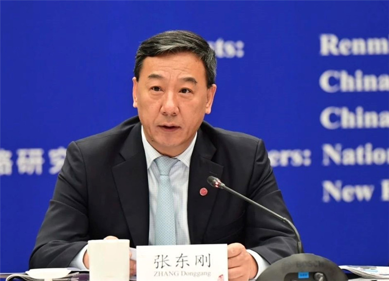 中國人民大學黨委書記、國家發(fā)展與戰(zhàn)略研究院理事長張東剛作論壇開幕致辭。主辦方供圖