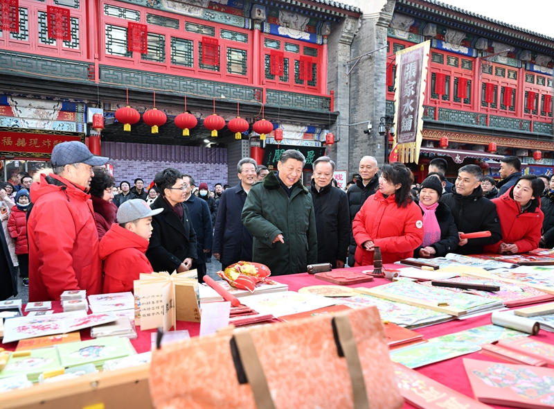 2024年2月1日，習(xí)近平總書記在天津古文化街考察。