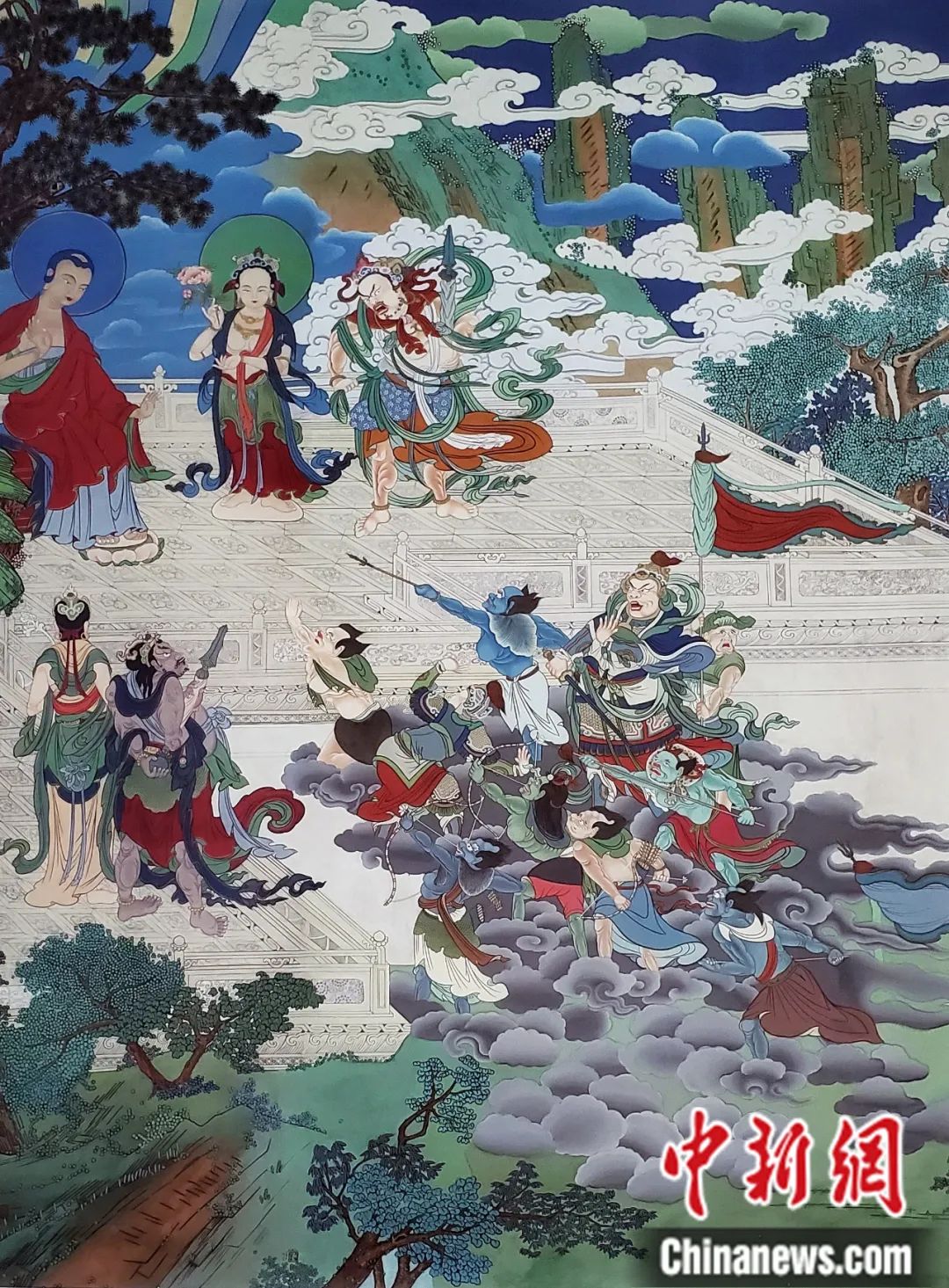臨摹、補(bǔ)繪的青海瞿曇寺壁畫。受訪者 供圖