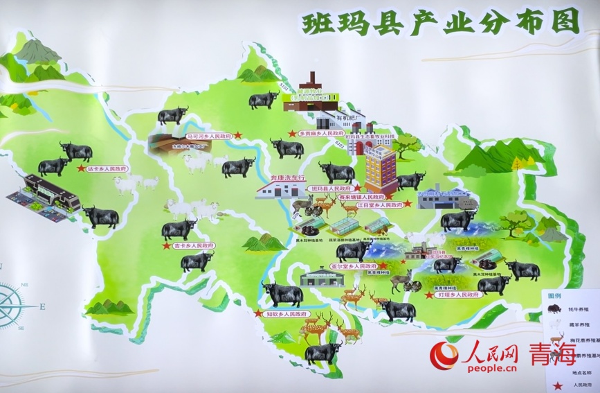 班瑪縣鄉(xiāng)村振興產(chǎn)業(yè)分布圖。人民網(wǎng)記者 甘海瓊攝