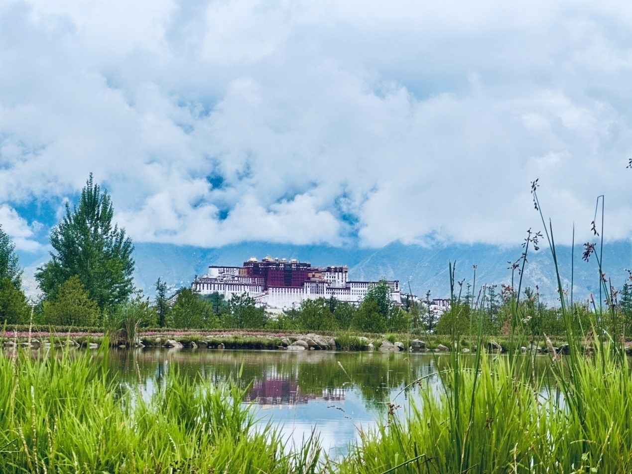 在南山公園遠眺布達拉宮。人民網(wǎng)記者 益西康珠攝
